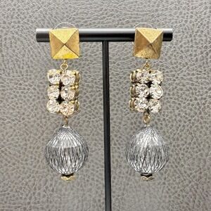 Statement Dangle Earring Crystal Rhinestone Stud Mesh Ball Drop Geometric Modern